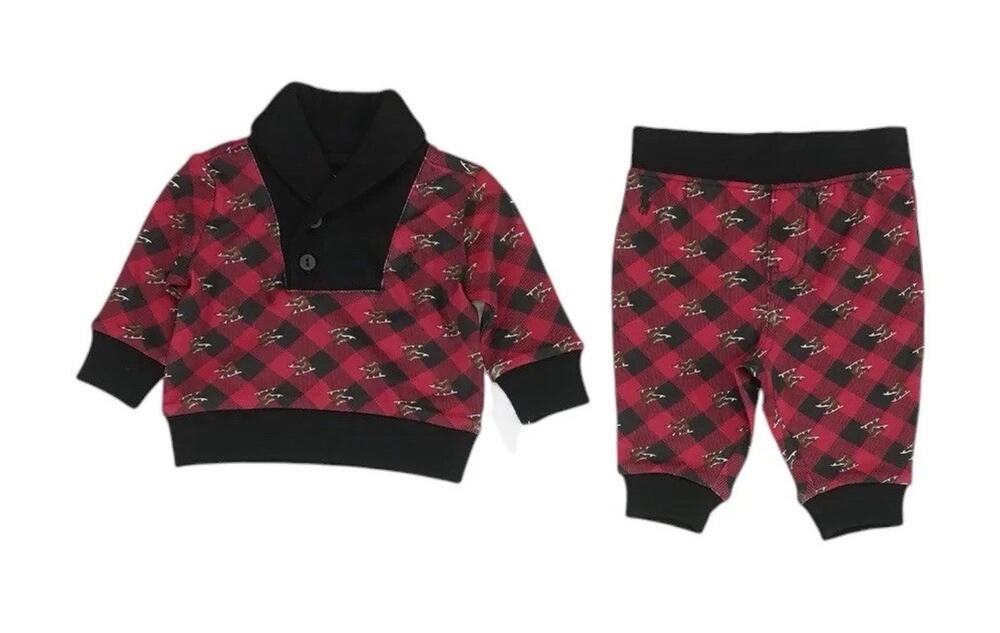 Ralph Lauren Baby 3M BABY BOY HOLIDAY CHECK PULL-ON TOP + PANTS SET NEW NWT